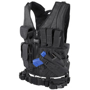 Chaleco táctico Crossdraw Condor negro en nylon de malla, vista delantera