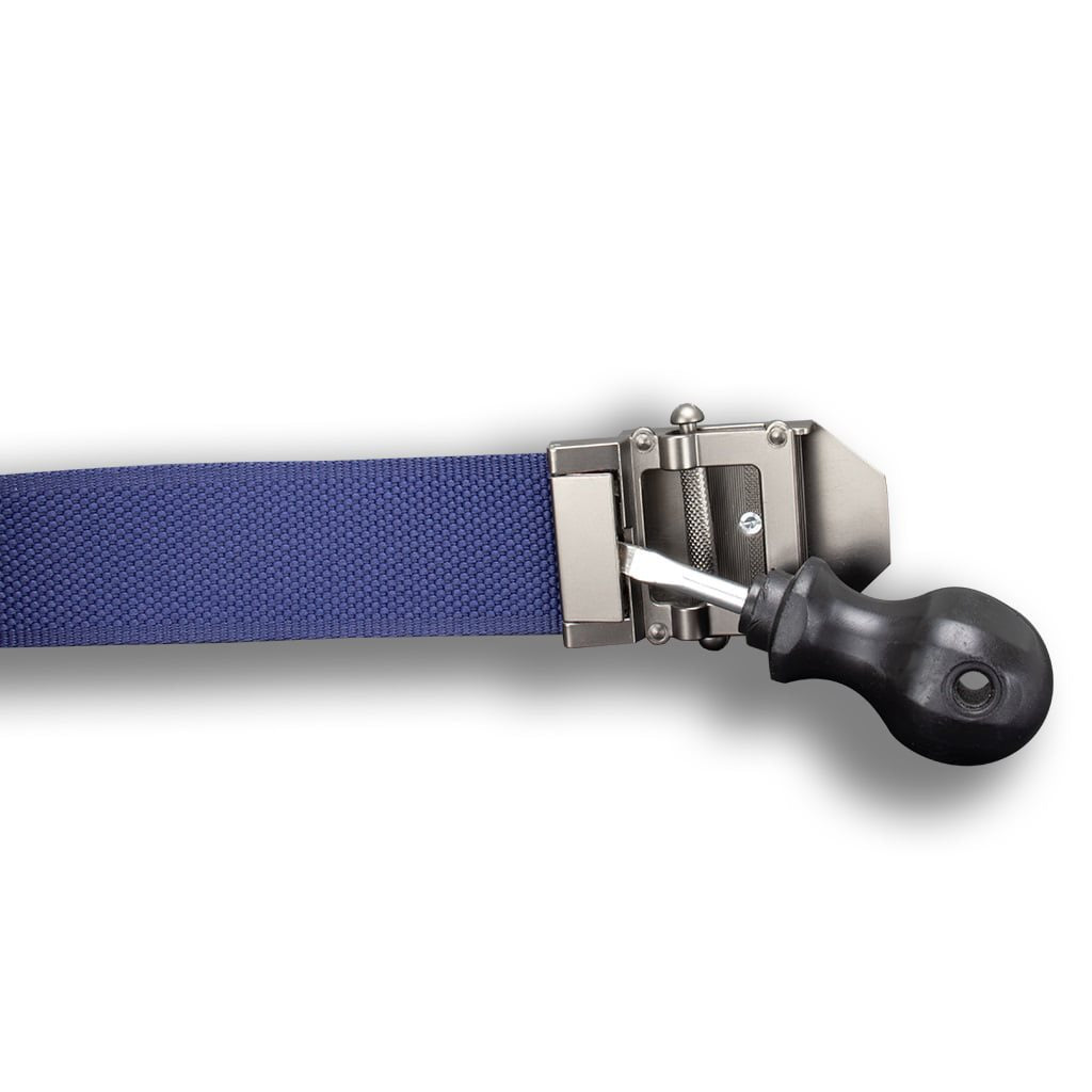 Cinturón con hebilla 3D SPARTAN azul, acabado plata envejecida y abridor - CZ-419