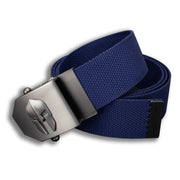 Cinturón con hebilla 3D SPARTAN azul, acabado plata envejecida y abridor - CZ-419