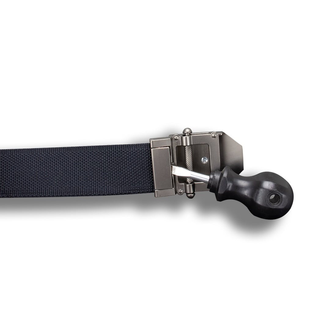 Cinturón negro con hebilla 3D motivo POLICÍA y acabado plata antigua