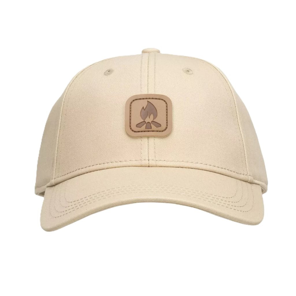 Gorra Bushcraft patch kaki con logo de fuego de campamento