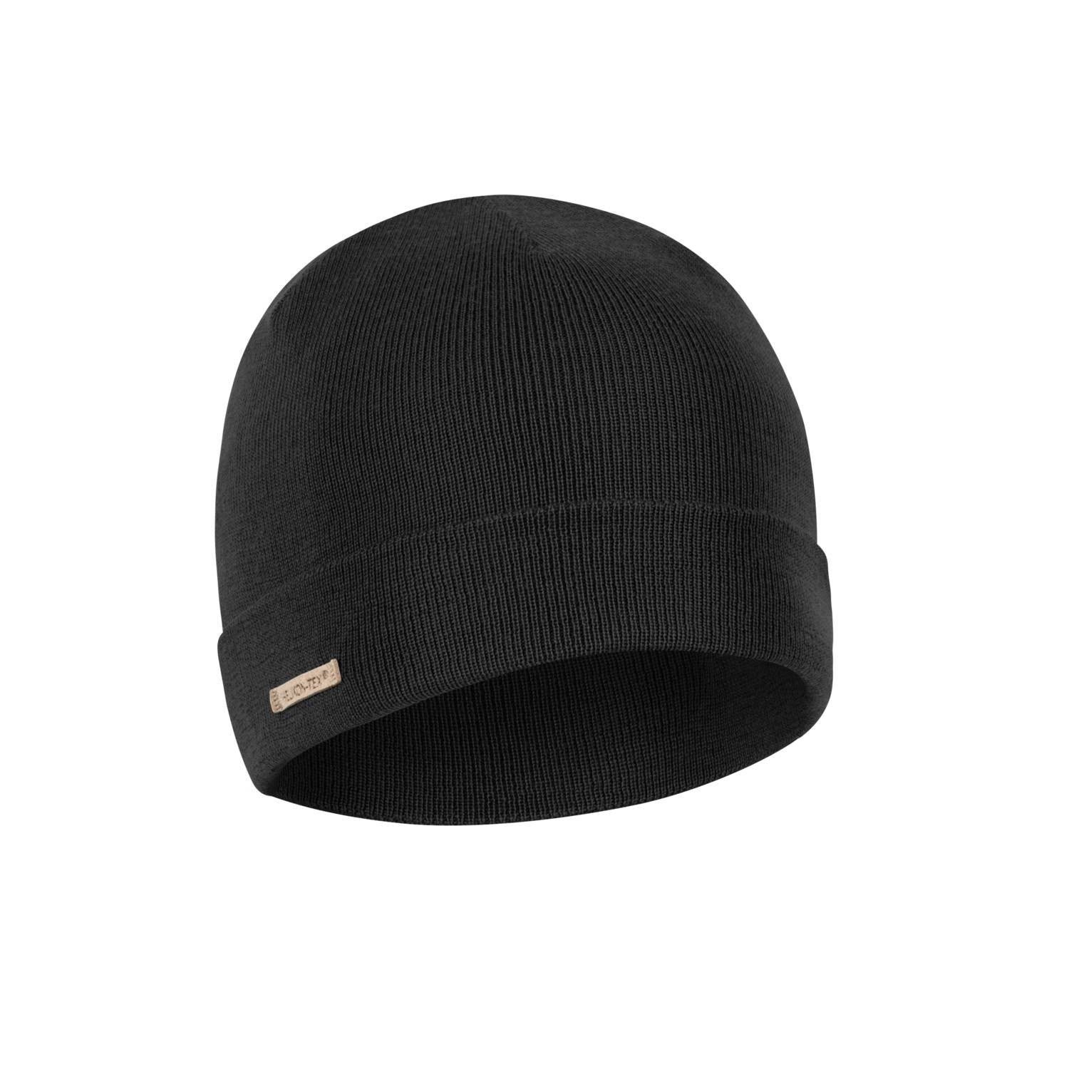 Gorro Winter Merino negro, gorro de punto fabricado en 100% lana merino