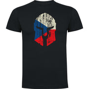 Camiseta negra CZECH PARTAN con estampado de la bandera checa en forma de casco espartano