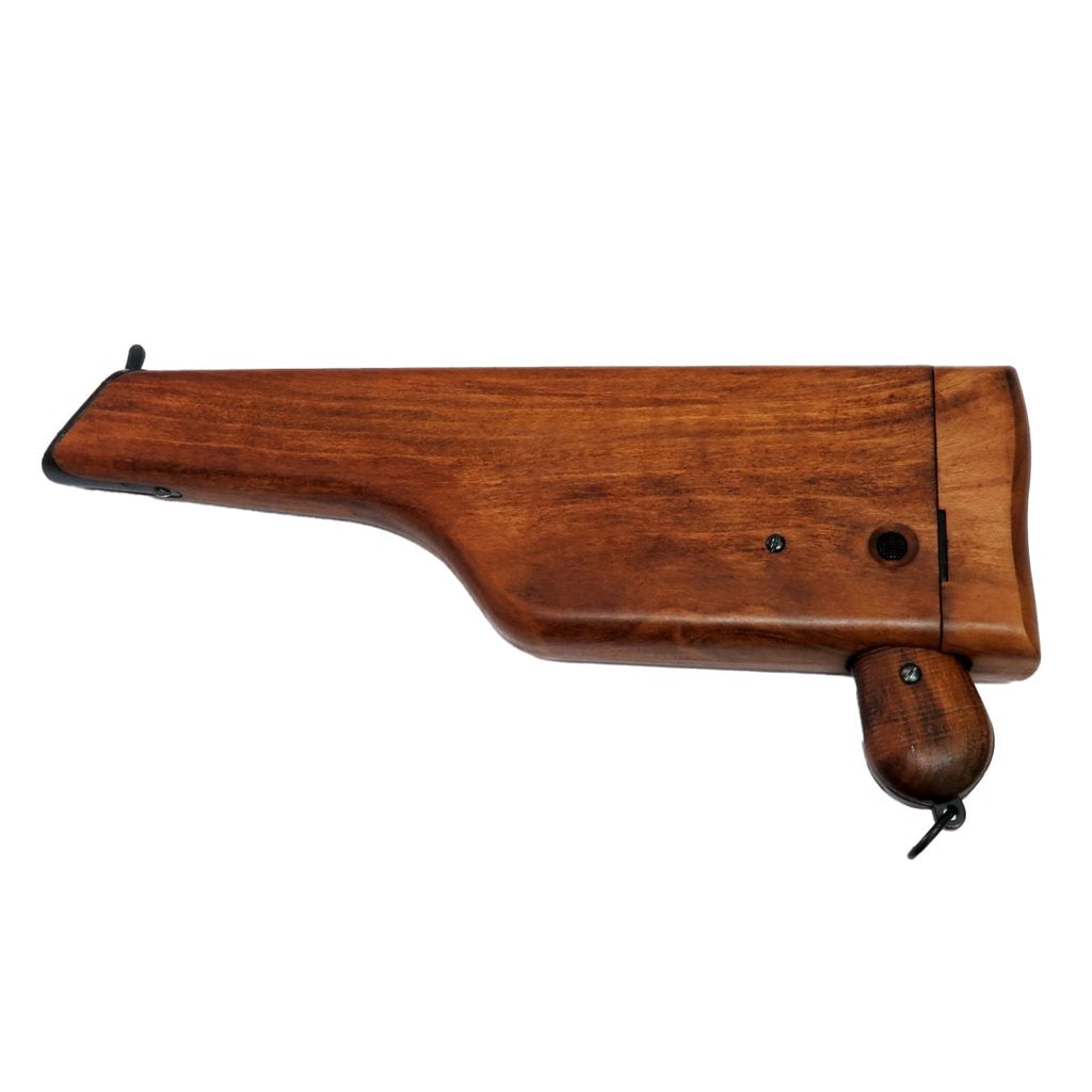 Réplica decorativa pistola Mauser C96 con culata de madera, vista lateral