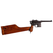 Réplica decorativa pistola Mauser C96 con culata de madera, vista lateral