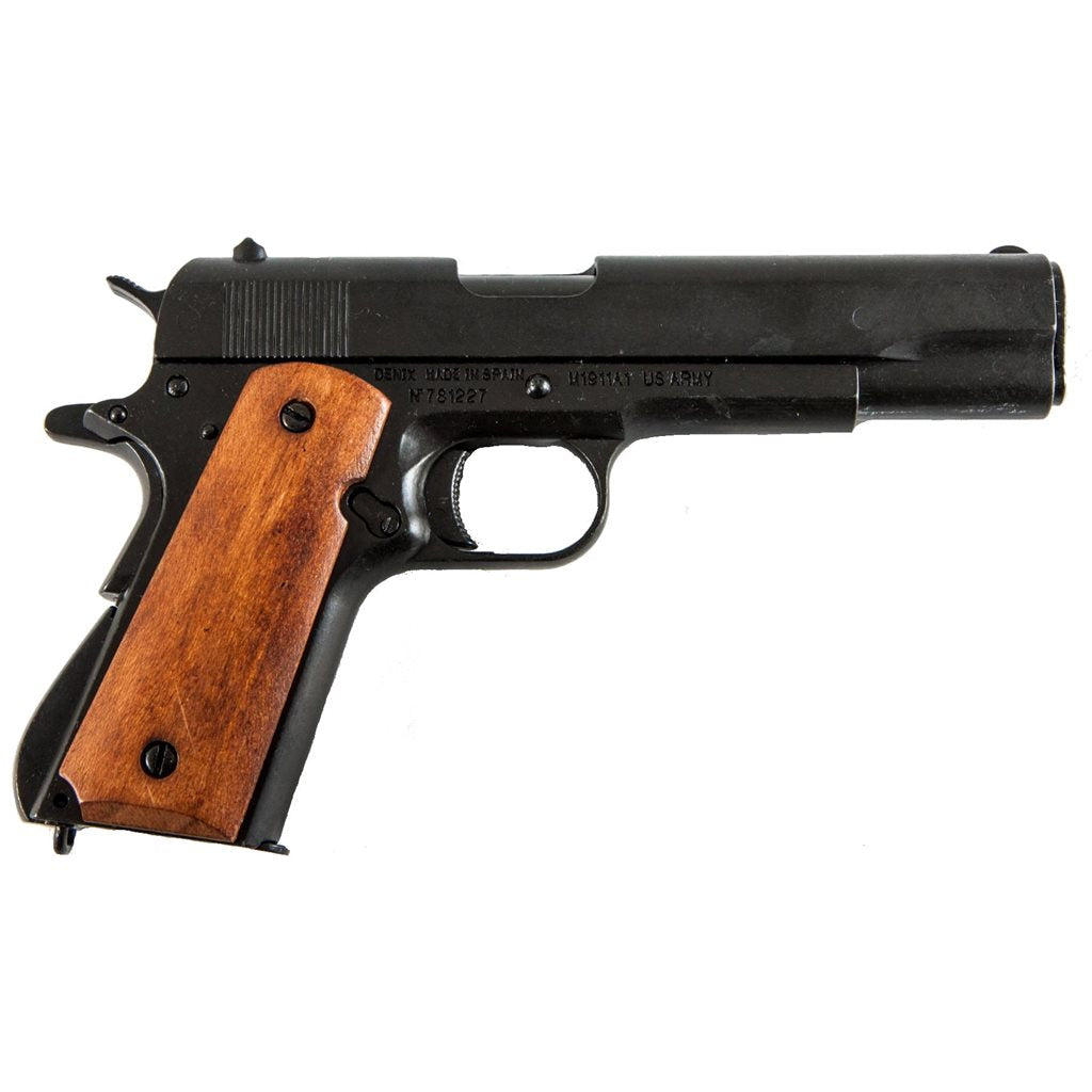 Pistola .45 ACP M1911 réplica decorativa con empuñadura de madera D-9312