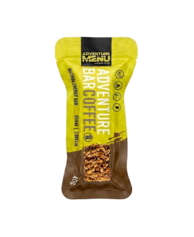 Barrita energética Adventure Bar café Adventure Menu 40g 230 kcal sin gluten - Supervivencia Extrema