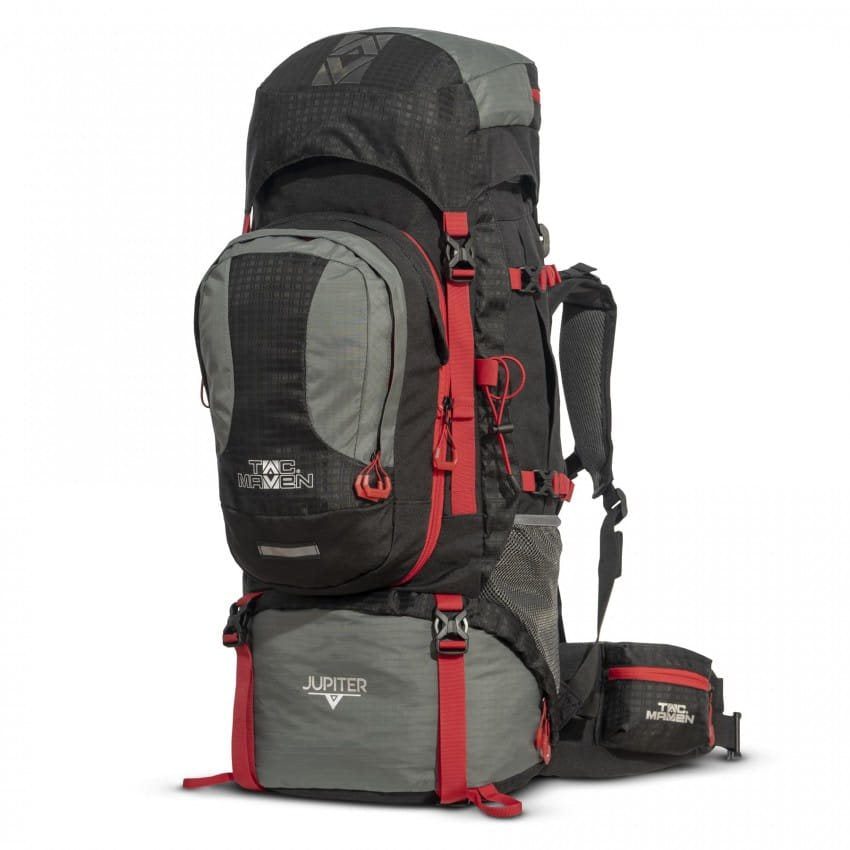 Mochila JUPITER 60+10L azul, krosna de alta capacidad con mochila frontal desmontable