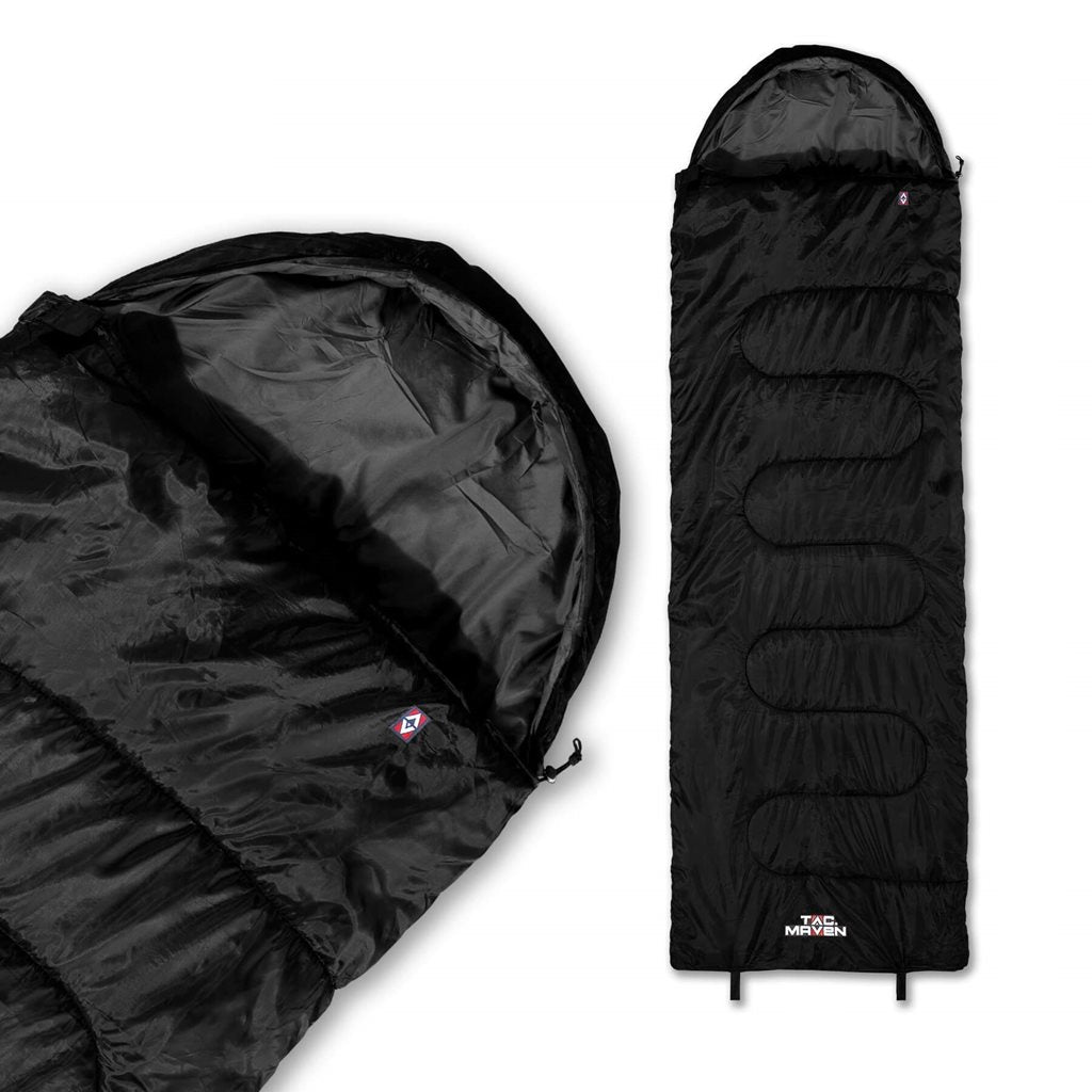 Saco de dormir MAJOR negro, exterior 170T poliéster, forro 190T pongee, relleno 370 g/m2
