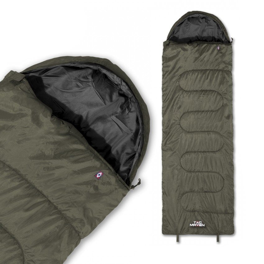 Saco de dormir MAJOR negro, exterior 170T poliéster, forro 190T pongee, relleno 370 g/m2
