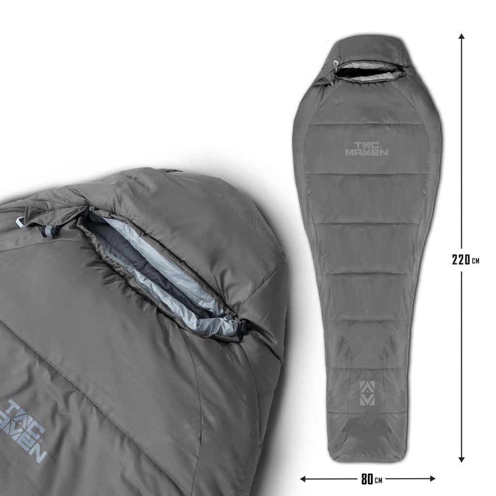Saco de dormir momia TAC MAVEN, tejido 300T pongee rip-stop y relleno de dos capas de fibra hueca