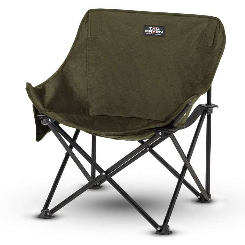 Silla plegable CAMP negra con armazón de acero y tejido Oxford 600D con recubrimiento PVC