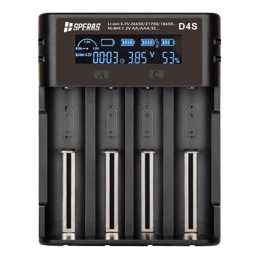 Cargador D4S universal con pantalla LCD para 4 baterías