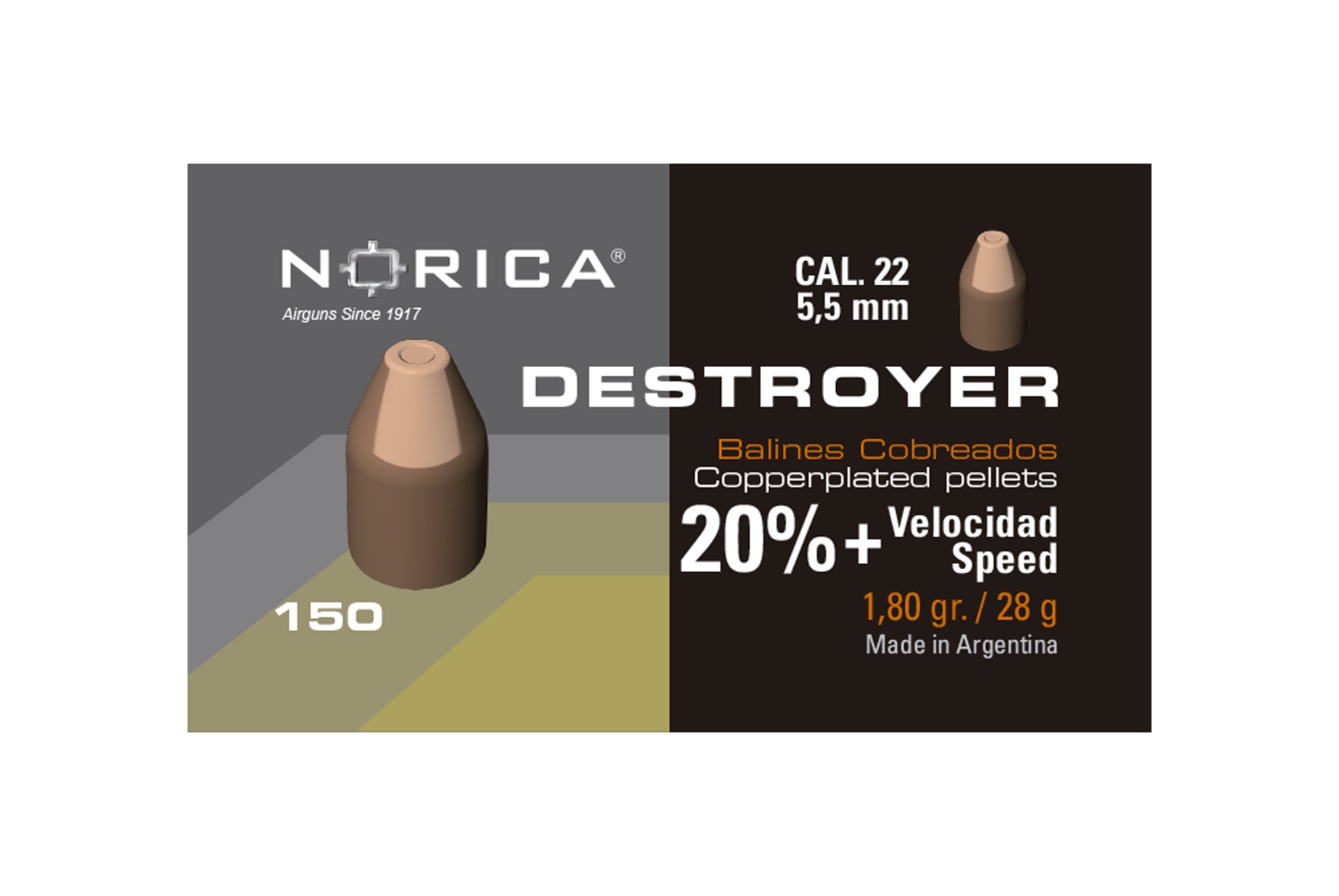 Balín Destroyer 5,5 mm Cobreado Extra Pesado 150 uds.