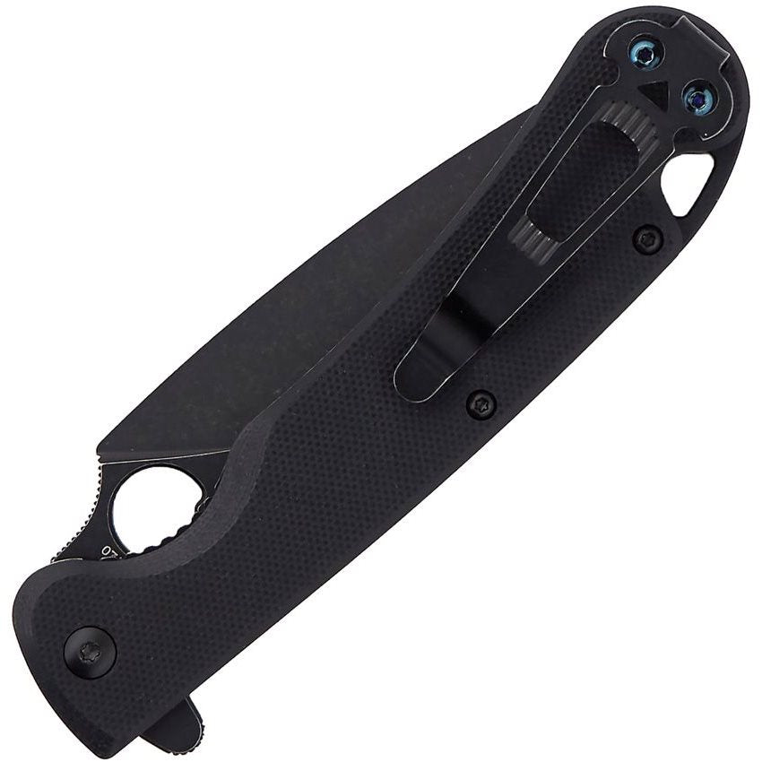 Navaja plegable ARROW con hoja tipo daga en acero D2 y construcción ennegrecida, seguro LinerLock