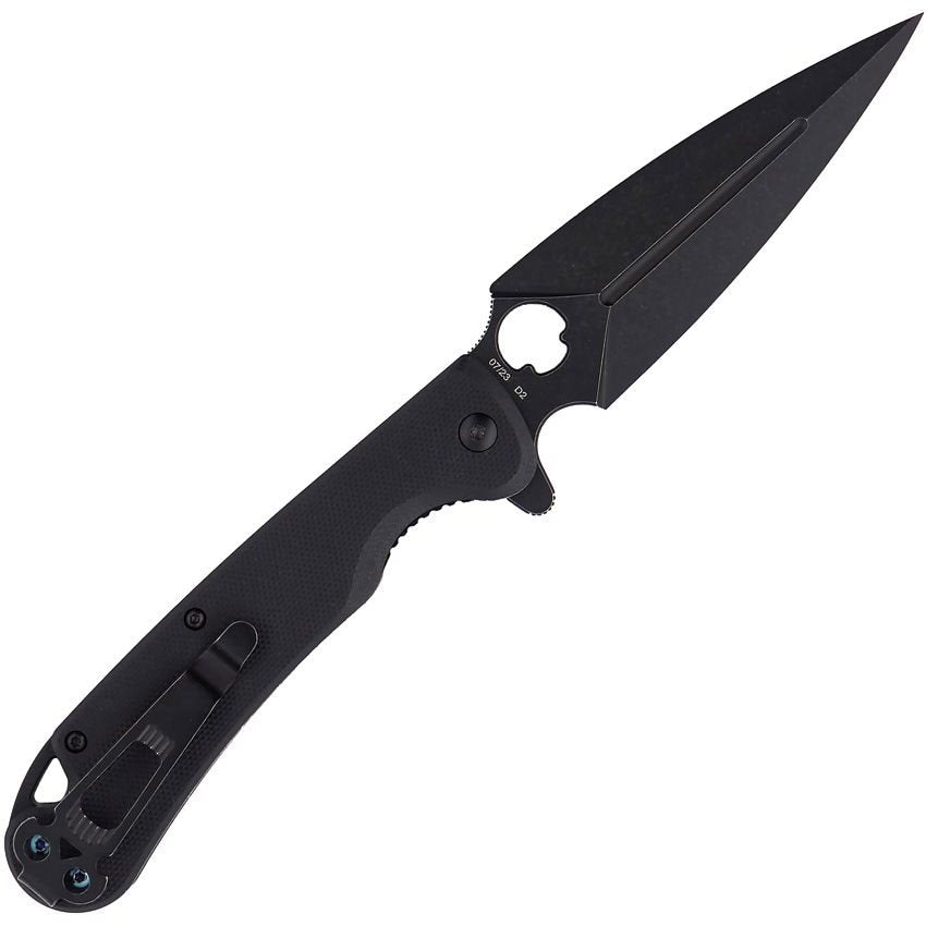 Navaja plegable ARROW con hoja tipo daga en acero D2 y construcción ennegrecida, seguro LinerLock