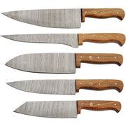 Set 5 cuchillos de cocina MOSAIC en acero damasco con estuche de polipiel