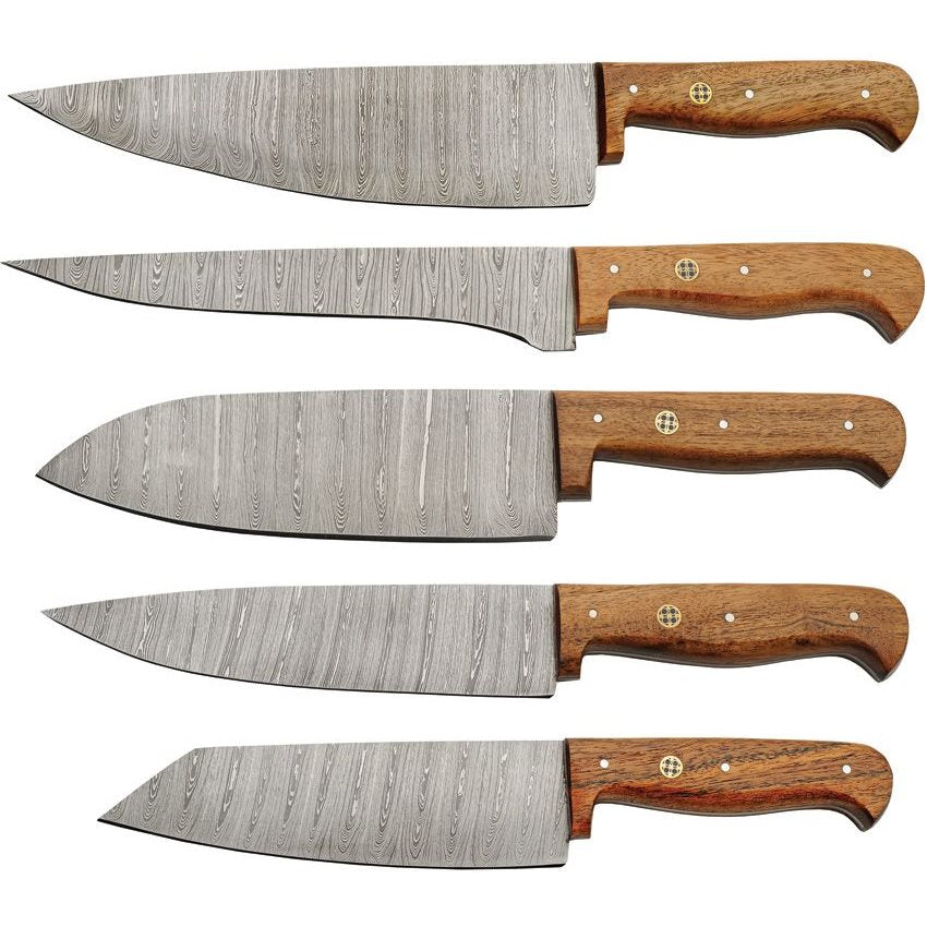 Set 5 cuchillos de cocina MOSAIC en acero damasco con estuche de polipiel