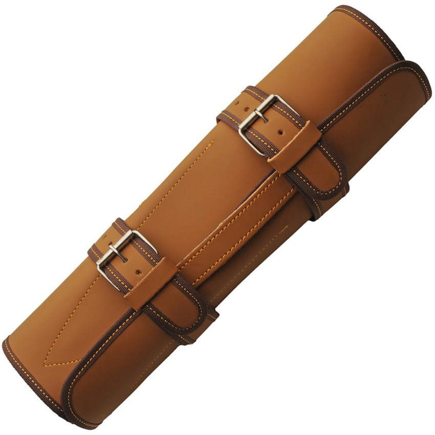 Set de 5 cuchillos de cocina en acero damasco con funda de polipiel