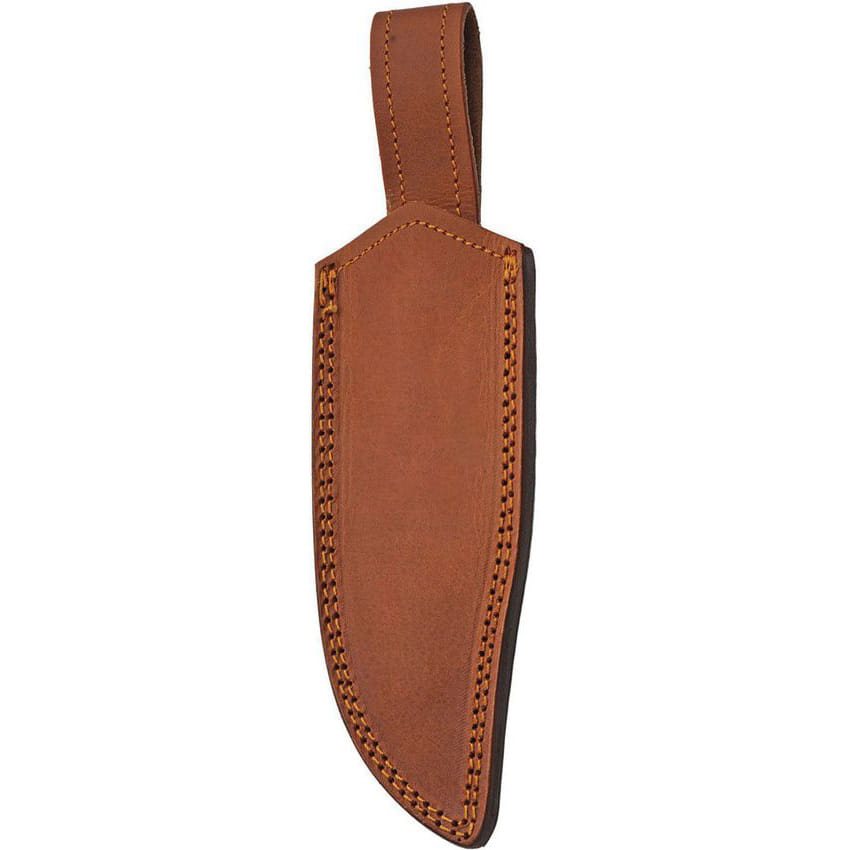 Cuchillo damasco BLUE WOOD de hoja fija con funda de cuero