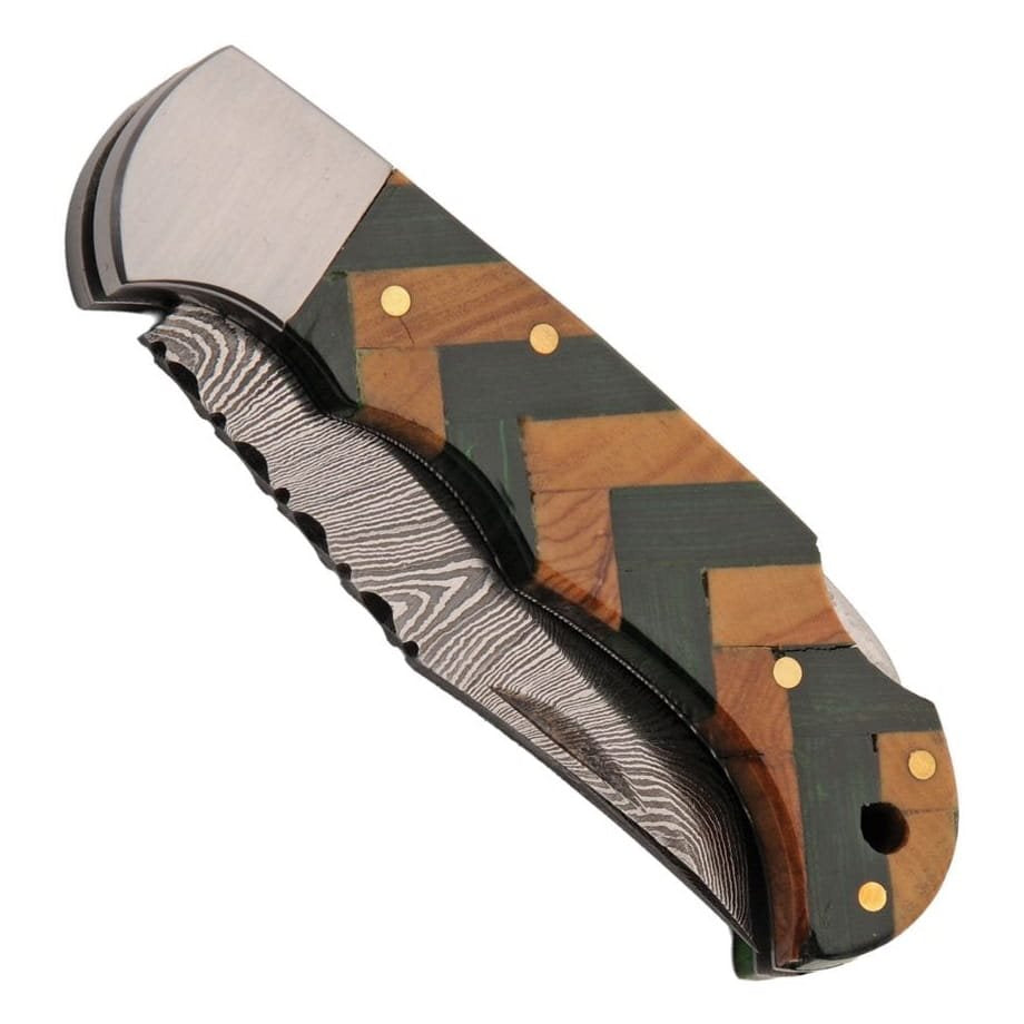 Navaja plegable FORGE con hoja damasco y cierre Lockback