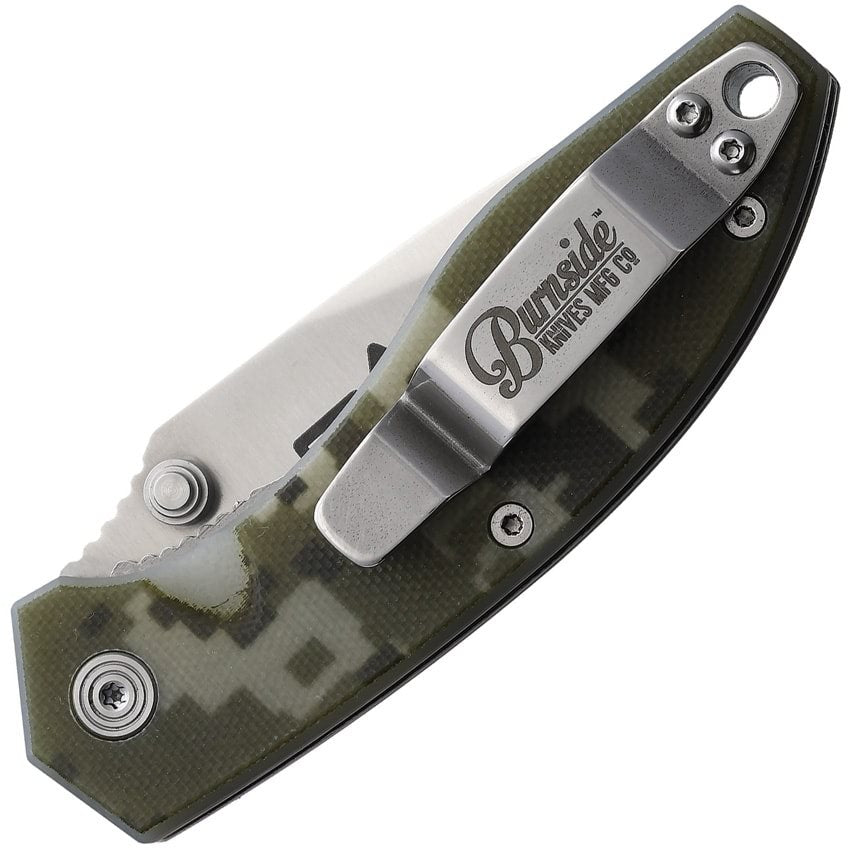 Navaja plegable BURNSIDE con hoja Hitachi D2 (6,35 cm) y filo liso