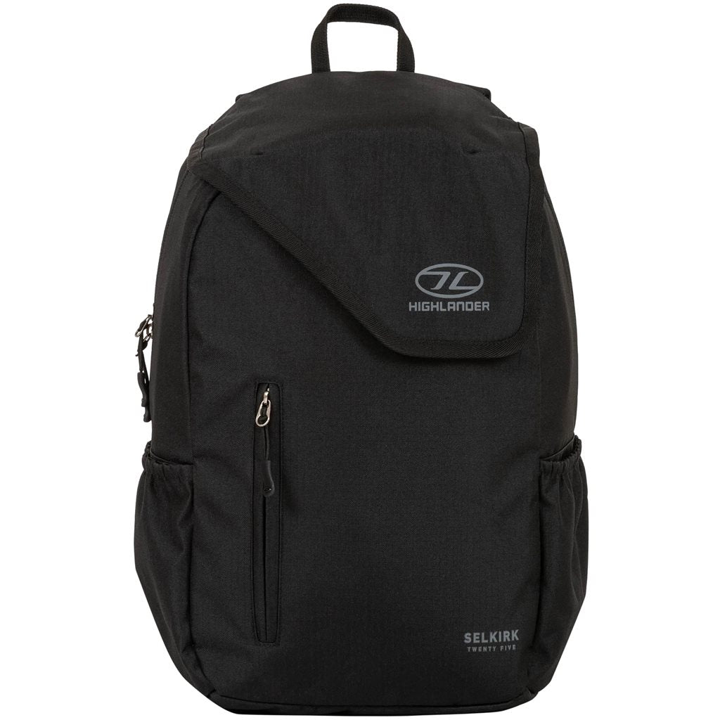 Mochila SELKIRK 25 L negra, ligera de poliester 600D con recubrimiento PVC
