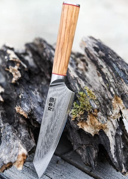 Cuchillo de chef, 20 cm de longitud de la hoja, acero de Damasco DTYT-DCK-OK - Espadas y Más