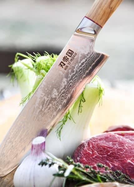 Cuchillo de cocina Santoku, acero de Damasco DTYT-DSK-OK - Espadas y Más
