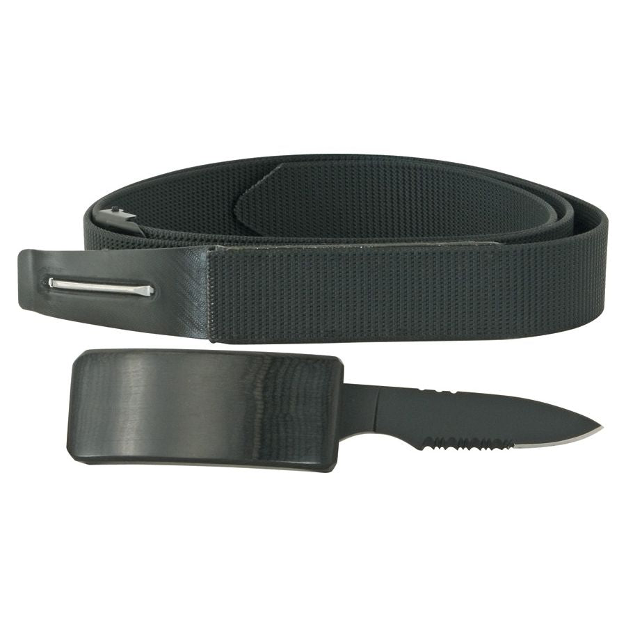 Cinturón táctico negro con hebilla que oculta cuchillo DV-01