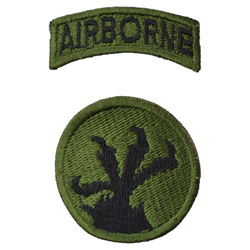 Parche 17th Airborne Division (US Army, WWII) color oliv, 2 piezas, Ø5 cm