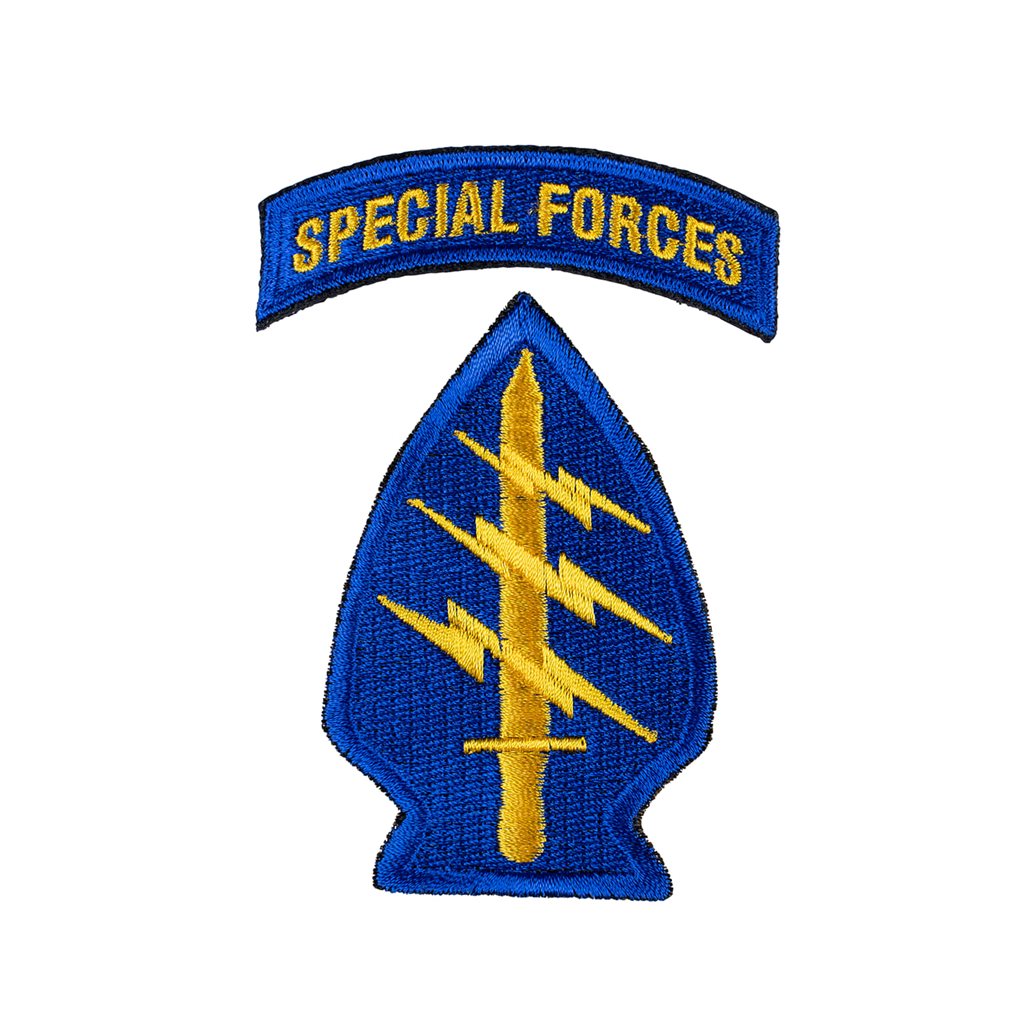 Parche SPECIAL FORCES multicolor en dos piezas, medidas 5 x 7,5 cm y 6,5 x 2,5 cm