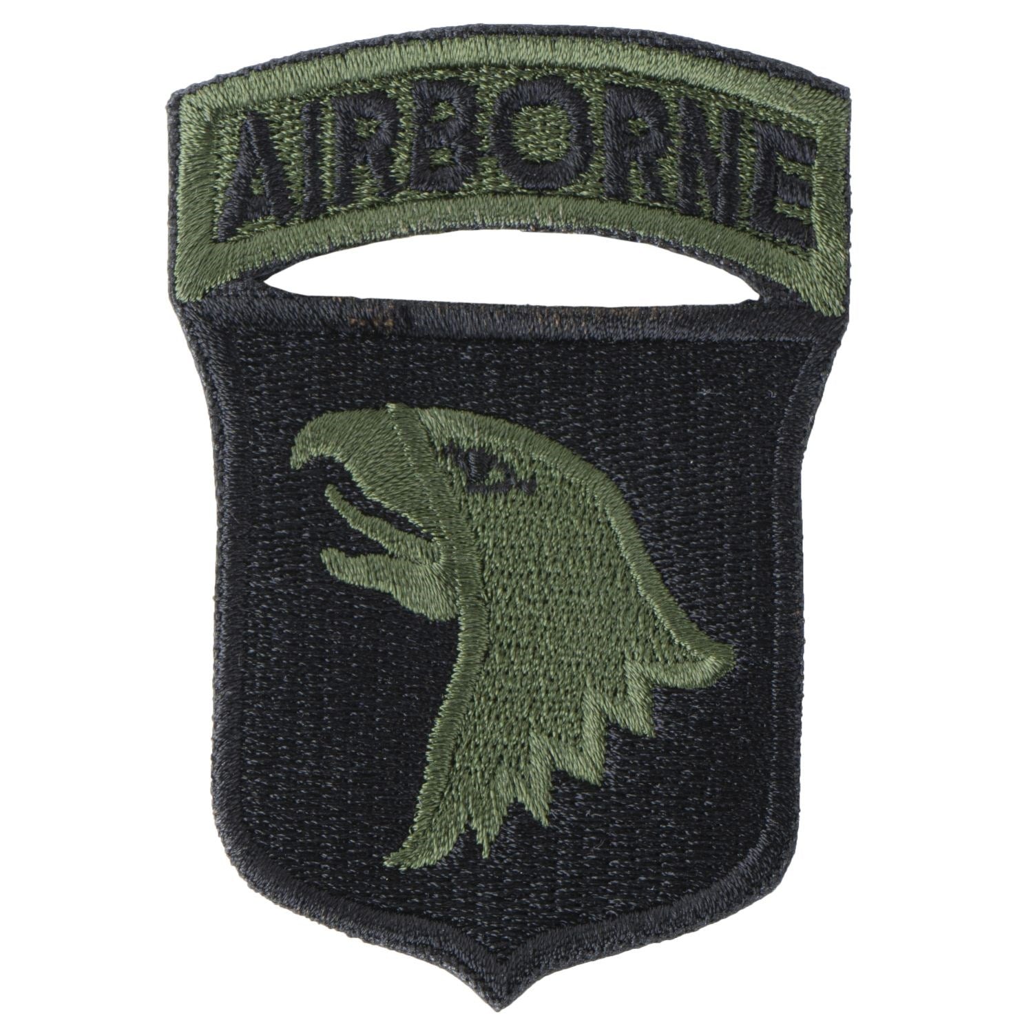 Parche bordado 101st AIRBORNE DIVISION en negro, 82 x 90 mm