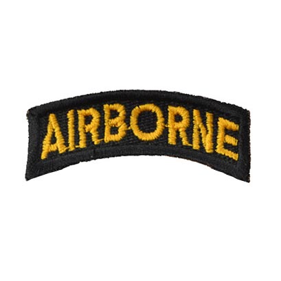 Parche AIRBORNE arqueado negro y amarillo 59 x 19 mm