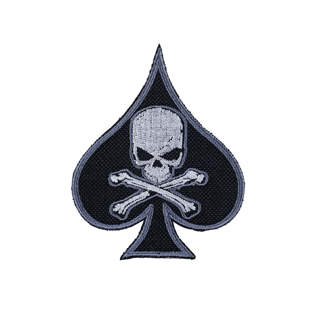 Parche bordado DEATH SPADE negro para coser, aprox. 6,8 x 8,5 cm