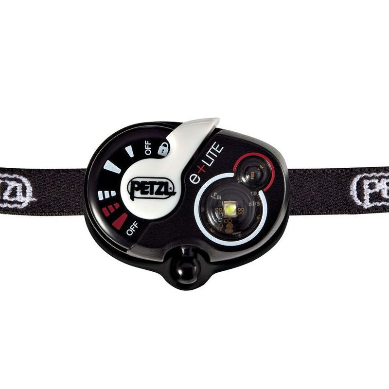 Linterna frontal Petzl e+LITE P4 en funda, ultraligera y compacta para emergencias (50 lm)