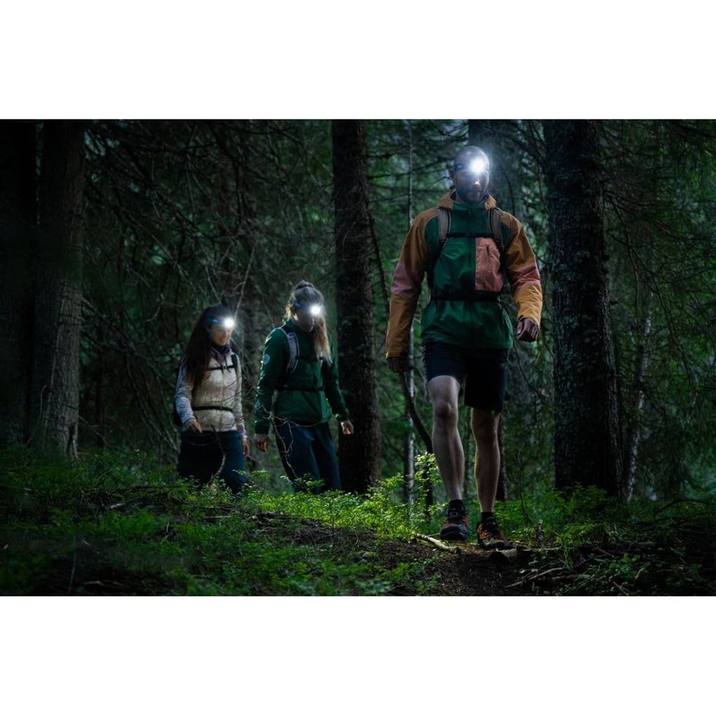 Linterna frontal TIKKA CORE 2025 negra de Petzl, 450 lúmenes, reflector fosforescente y batería CORE incluida