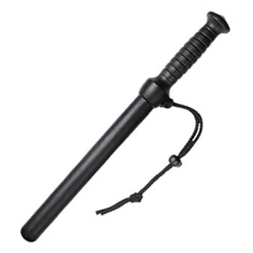 Porra rígida negra 43 cm de polipropileno sin escudo protector con orificio para correa de muñeca