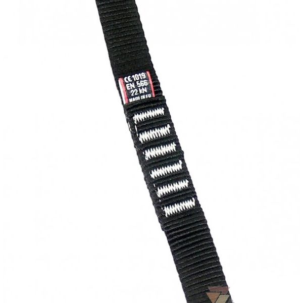 Eslinga plana negra, 2 cm de ancho, 150 cm de largo, resistencia 22 kN, poliamida - EDO047-BK