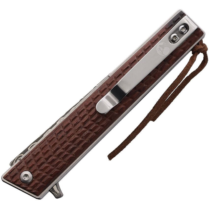 Navaja plegable Damascus ELK con hoja lisa, formato EDC compacto