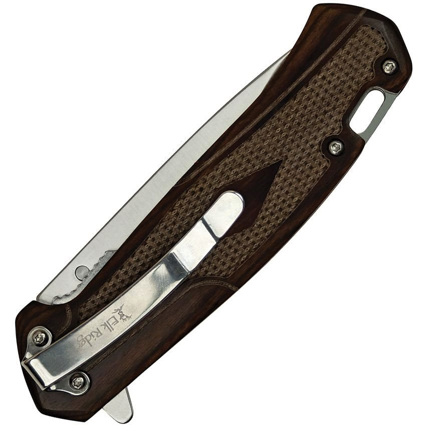 Navaja plegable GENTLEMAN'S con hoja lisa de acero 3Cr13 y mango de madera marrón