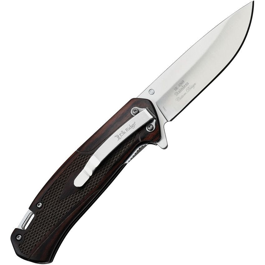 Navaja plegable GENTLEMAN'S con hoja lisa de acero 3Cr13 y mango de madera marrón