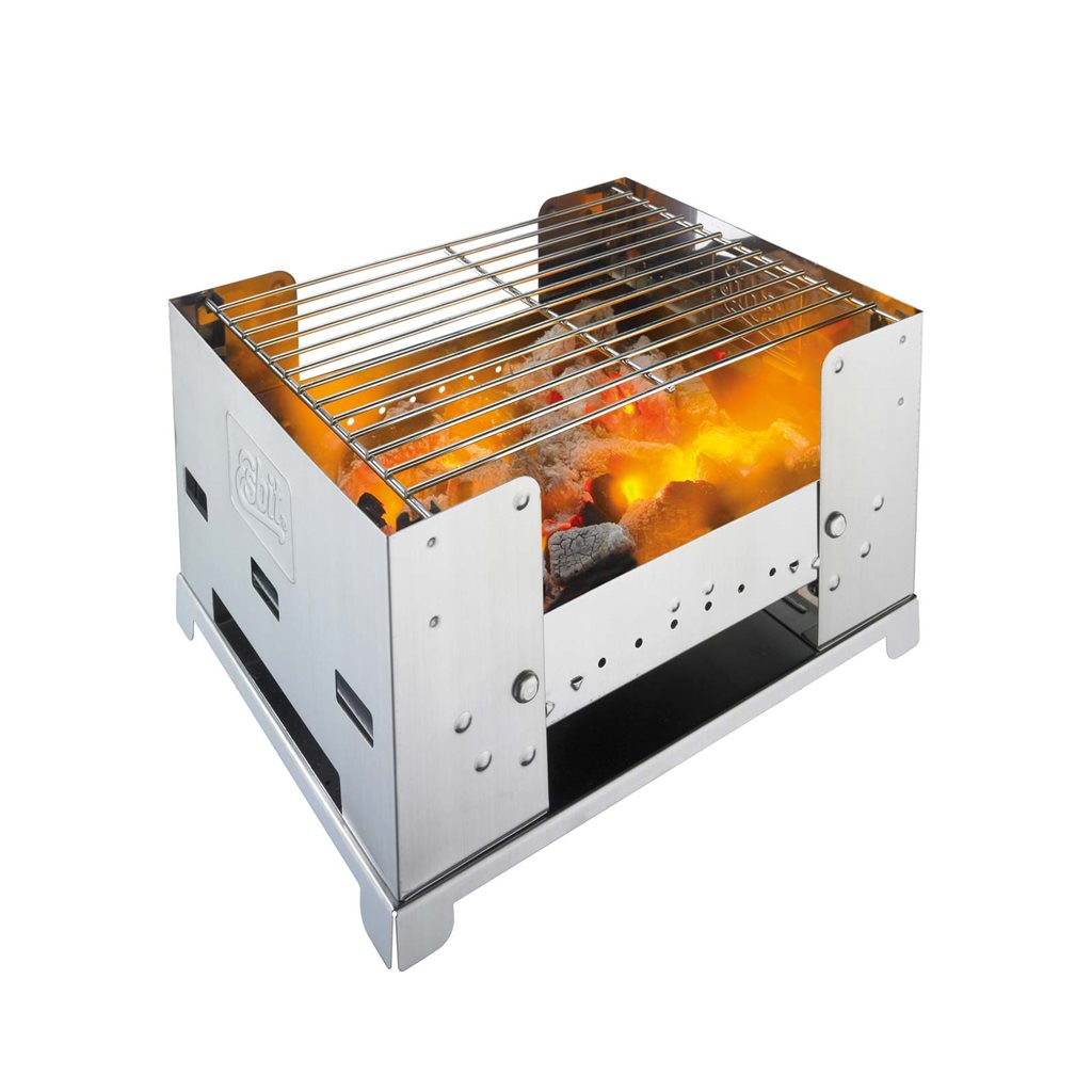 Parrilla portátil plegable Esbit BBQ300S sobre fondo blanco