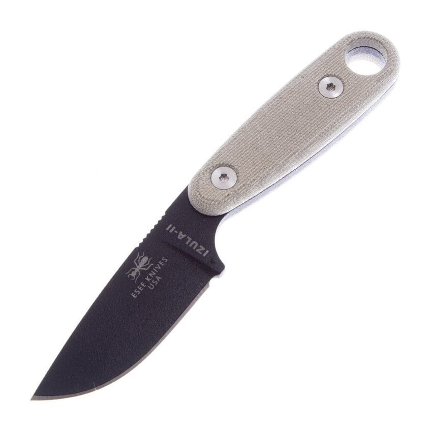 Cuchillo IZULA-II negro con funda, hoja fija y construcción full tang