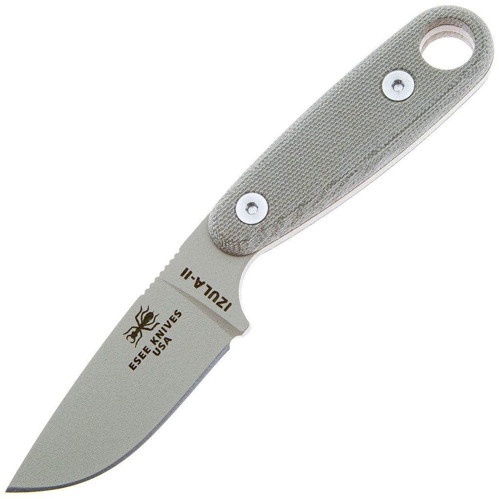 Cuchillo IZULA-II con funda y hoja negra, compacto EDC, fabricado en EE. UU.