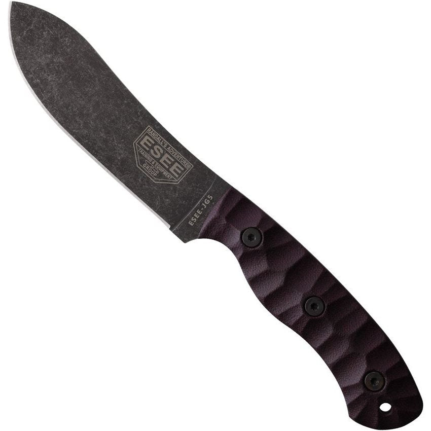 Cuchillo fijo JG5 Burgundy diseñado por James Gibson, inspirado en Nessmuk, hoja lisa, full-tang