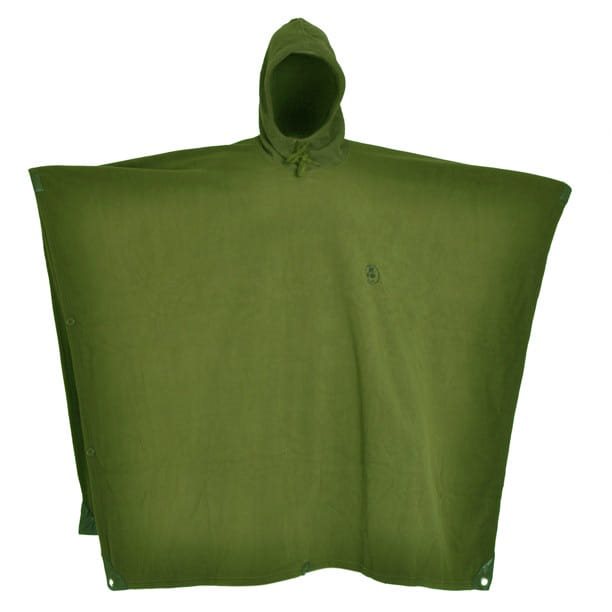 Poncho fleece verde con capucha ajustable