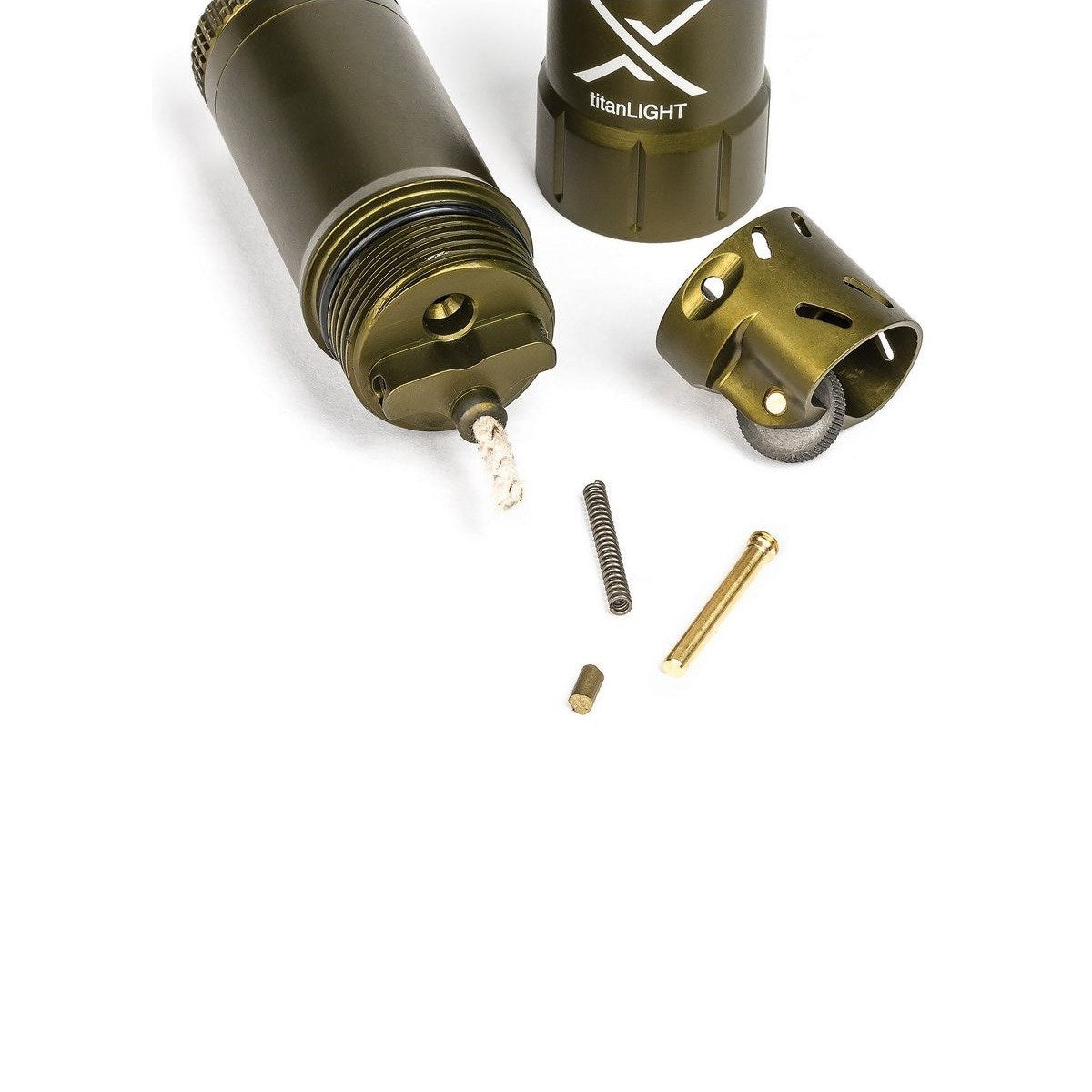 Encendedor titanLIGHT™ verde resistente al agua de aluminio (86×25 mm)