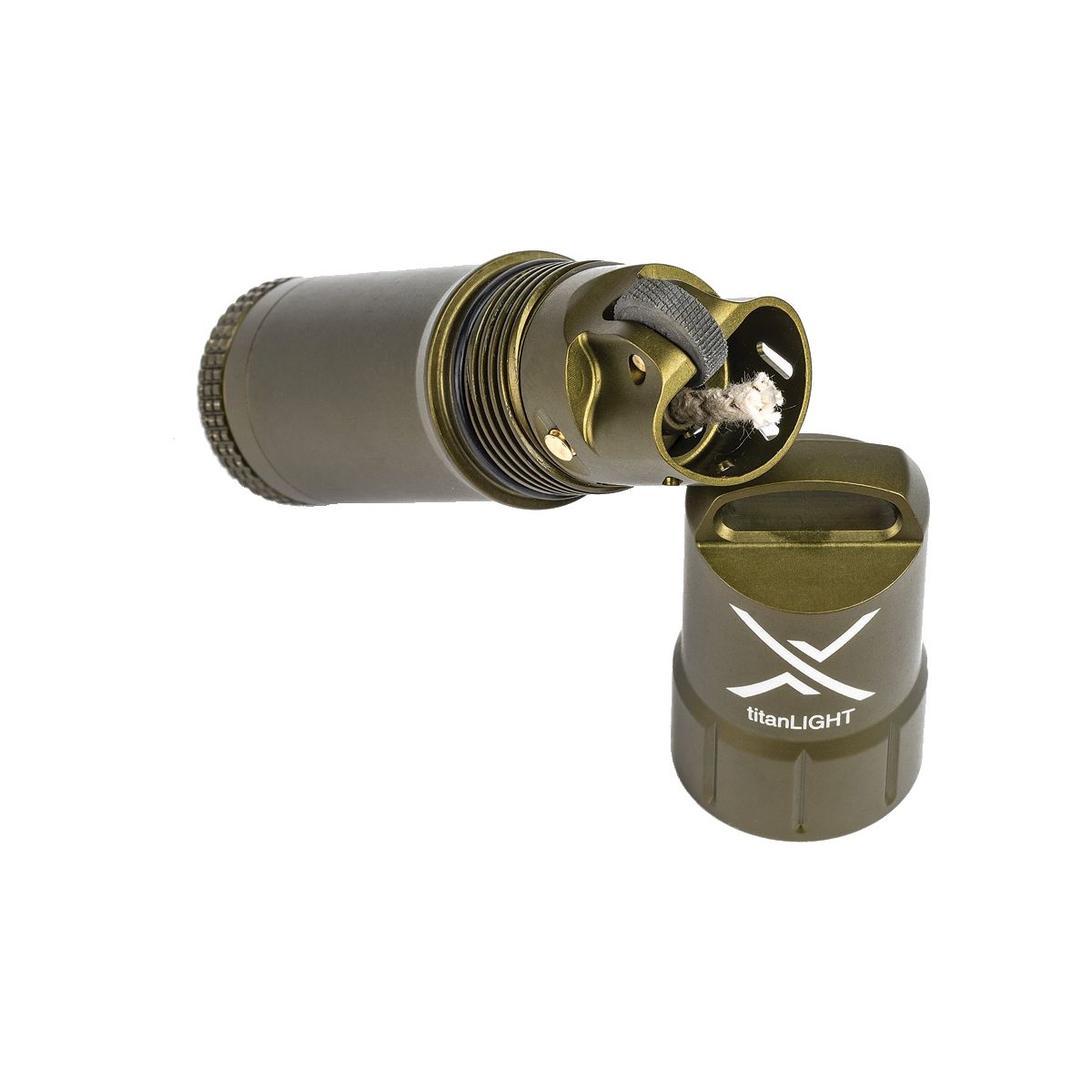 Encendedor titanLIGHT™ verde resistente al agua de aluminio (86×25 mm)
