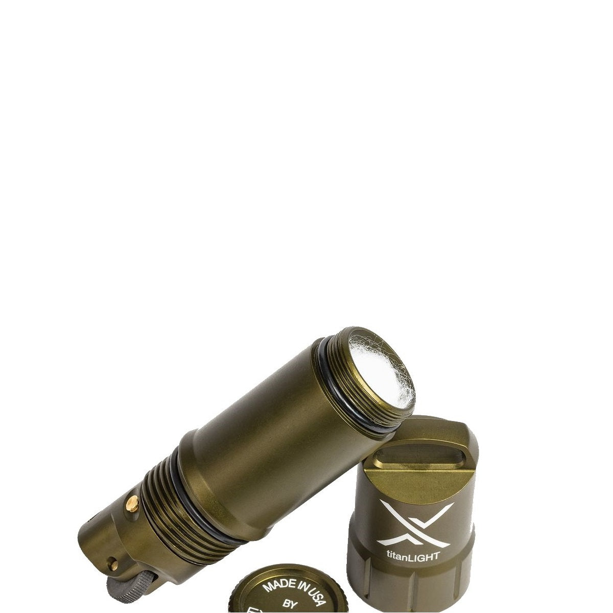 Encendedor titanLIGHT™ verde resistente al agua de aluminio (86×25 mm)